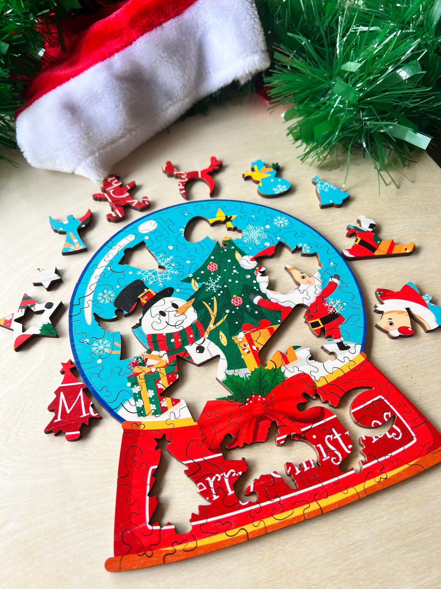 Christmas Snowglobe with a FREE wooden Christmas Decoration