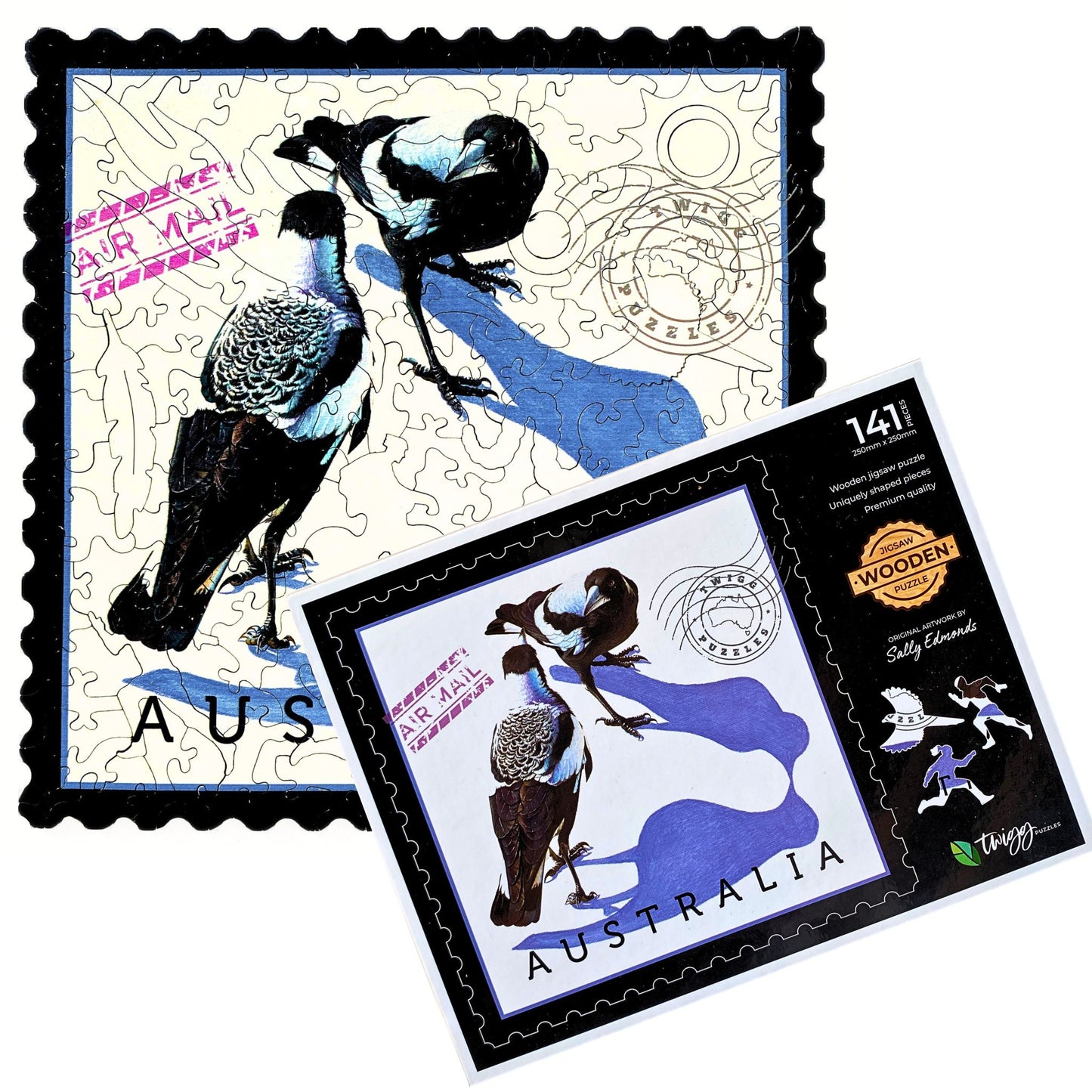 141 Pieces - Magpie - Sally Edmonds Original Artwork