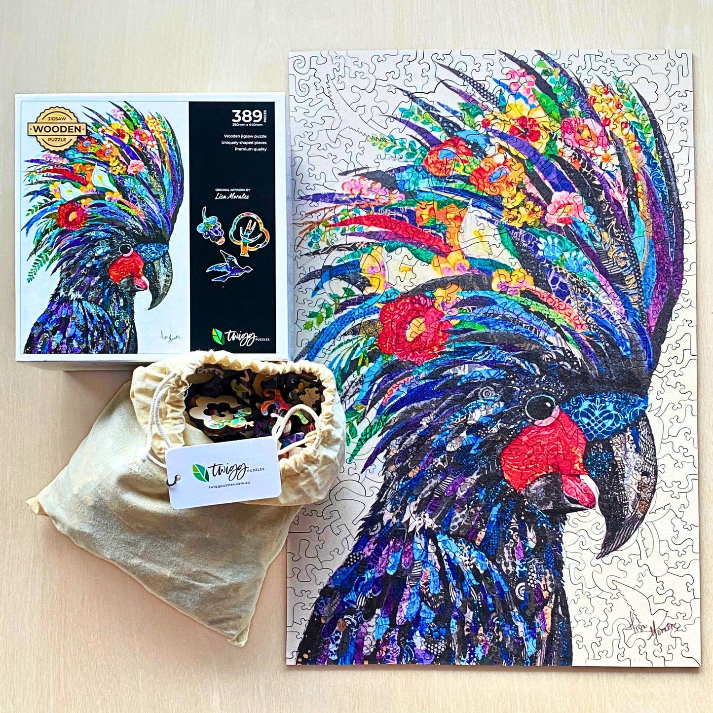 389 pieces - Black Cockatoo - Original artist artwork
