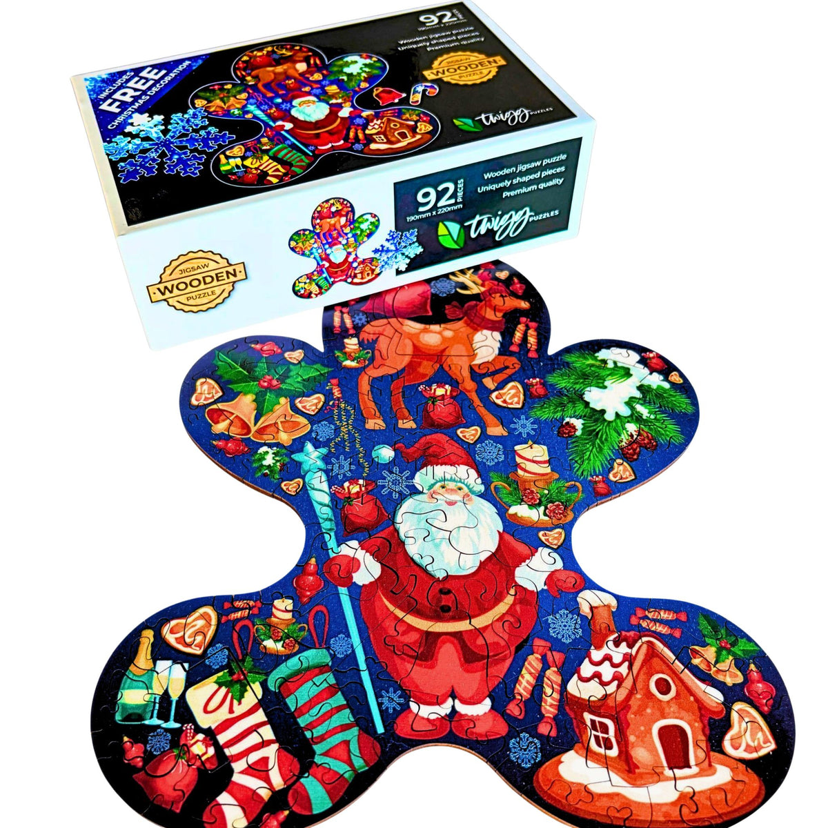 Gingerbread Man BONUS: FREE wooden Christmas Decoration - 92 Pieces