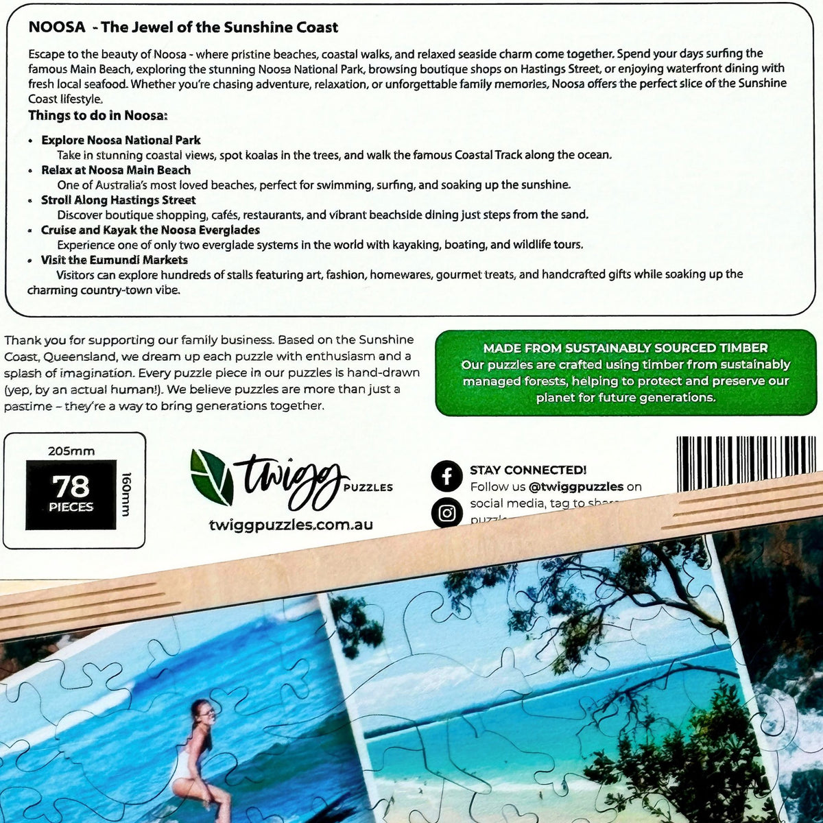 Noosa Main Beach Collage - 78 Piece Framed Puzzle