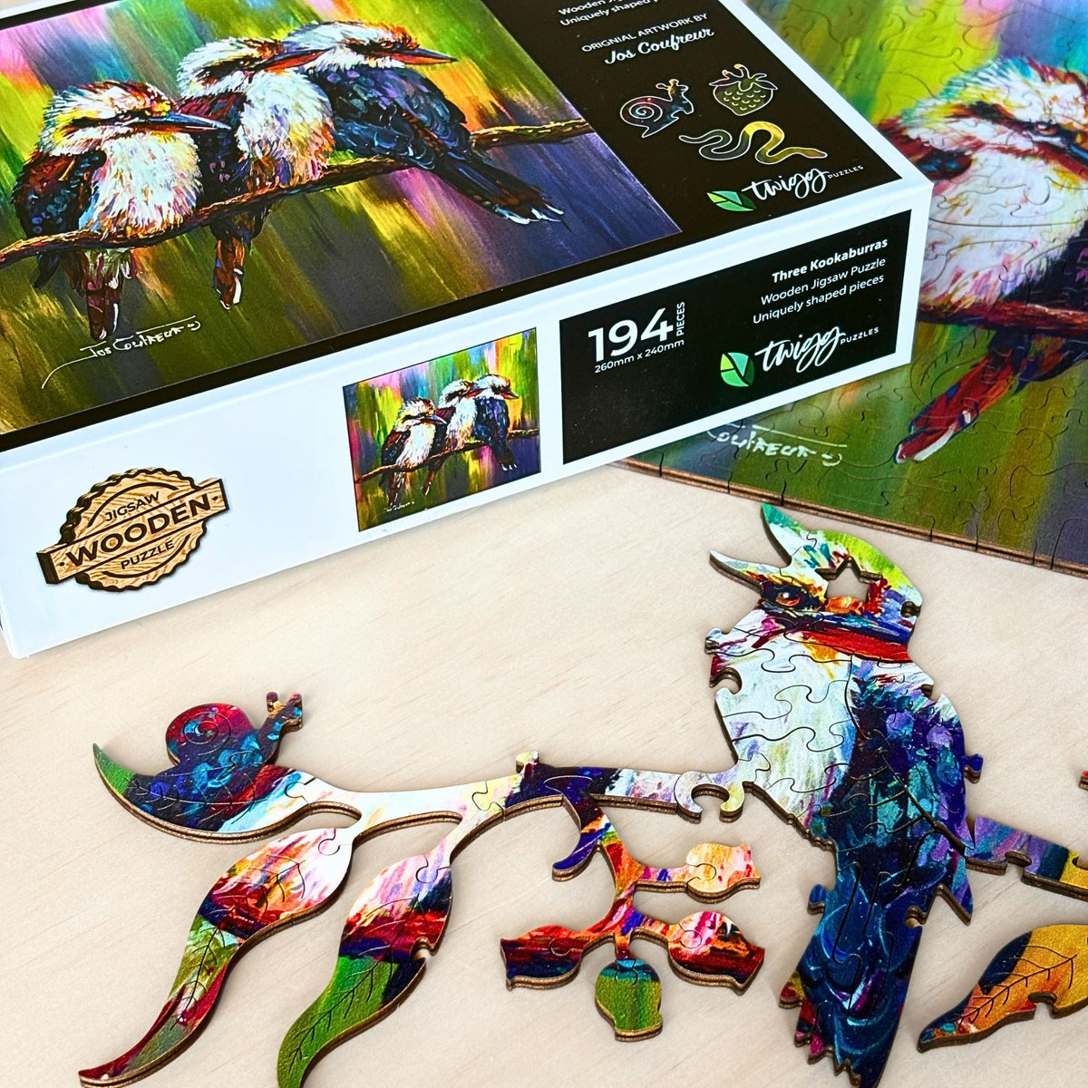 197 Pieces - Three Kookaburras - Original artwork