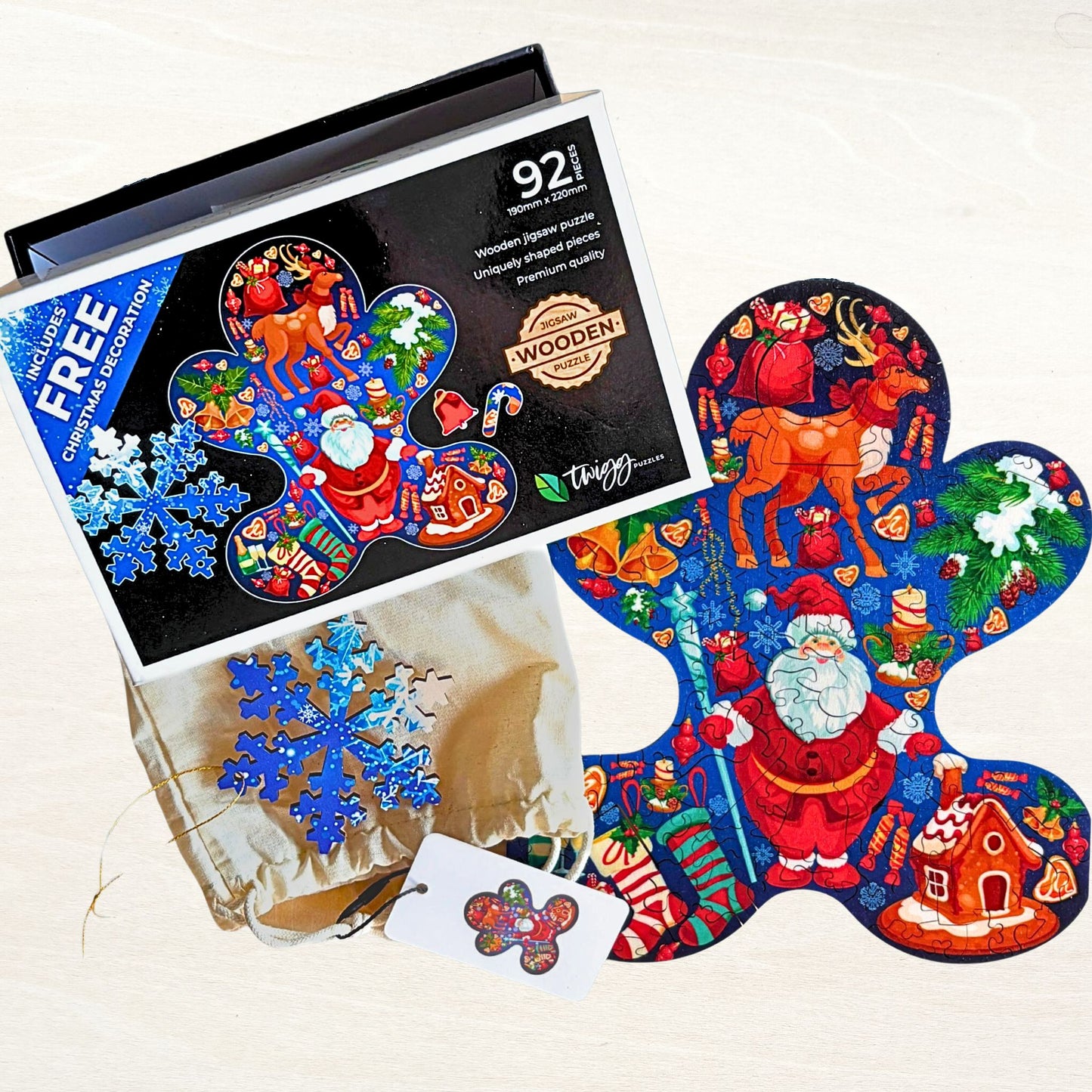 Christmas Gingerbread Man with a FREE wooden Christmas Decoration