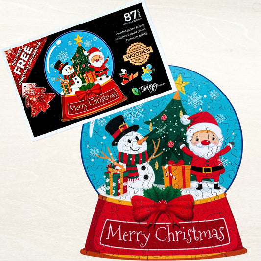 Christmas Snowglobe with a FREE wooden Christmas Decoration