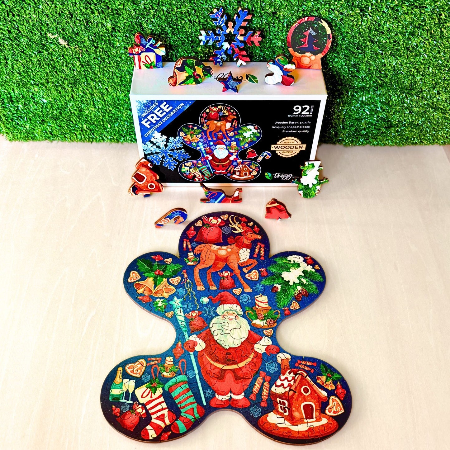 Christmas Gingerbread Man with a FREE wooden Christmas Decoration
