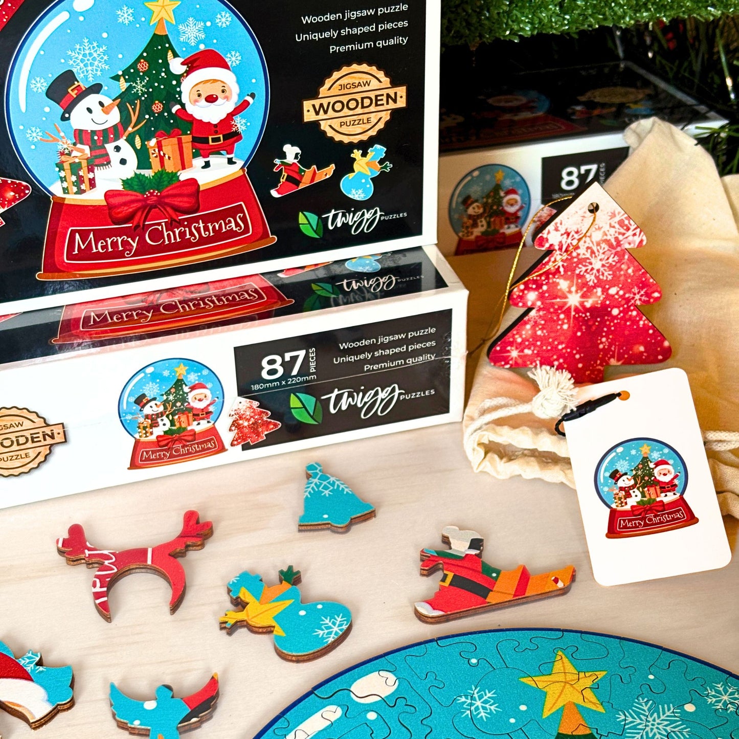 Christmas Snowglobe with a FREE wooden Christmas Decoration