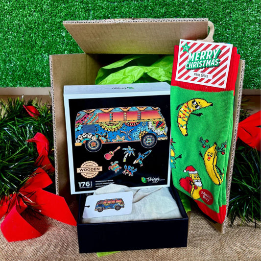 Groovy Van puzzle with Christmas pair of Funky Christmas Socks